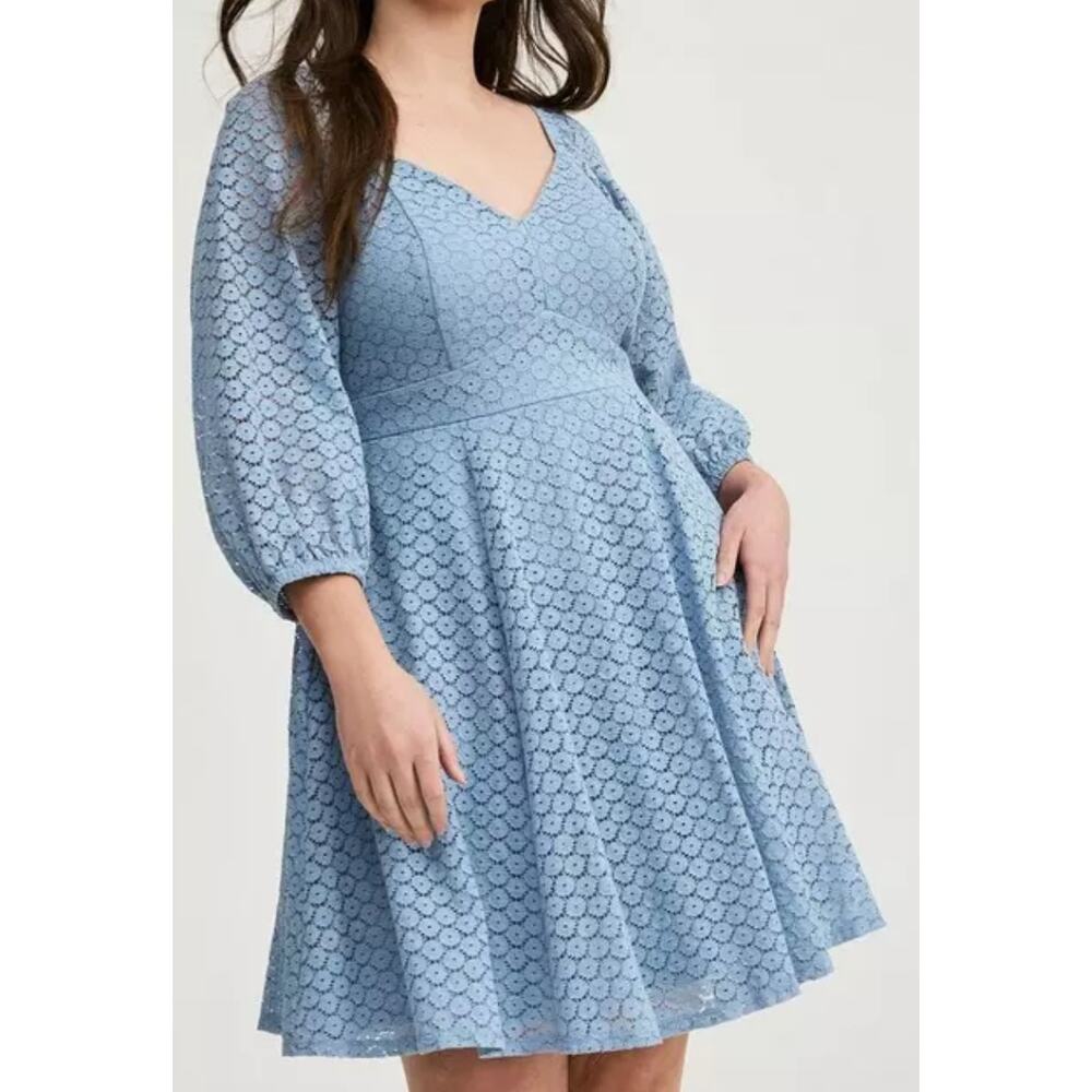 torrid Light Blue Lace Fit-and-Flare Mini Dress